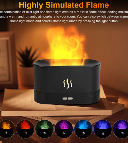 180Ml Flame Air Humidifier Essential Oil Diffuser,  3D USB 7 Color Light Aroma Diffuser for Home, Office, Spa, Gym