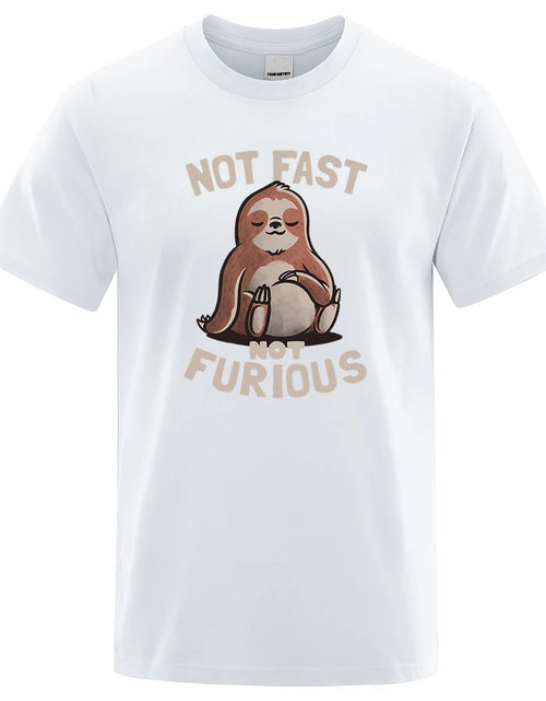 Load image into Gallery viewer, Not Fast Not Furious Kawaii Sloth Print Clothing Men Street Oversized T Shirts Breathable Cotton Streetwear Creativity T-Shirt
