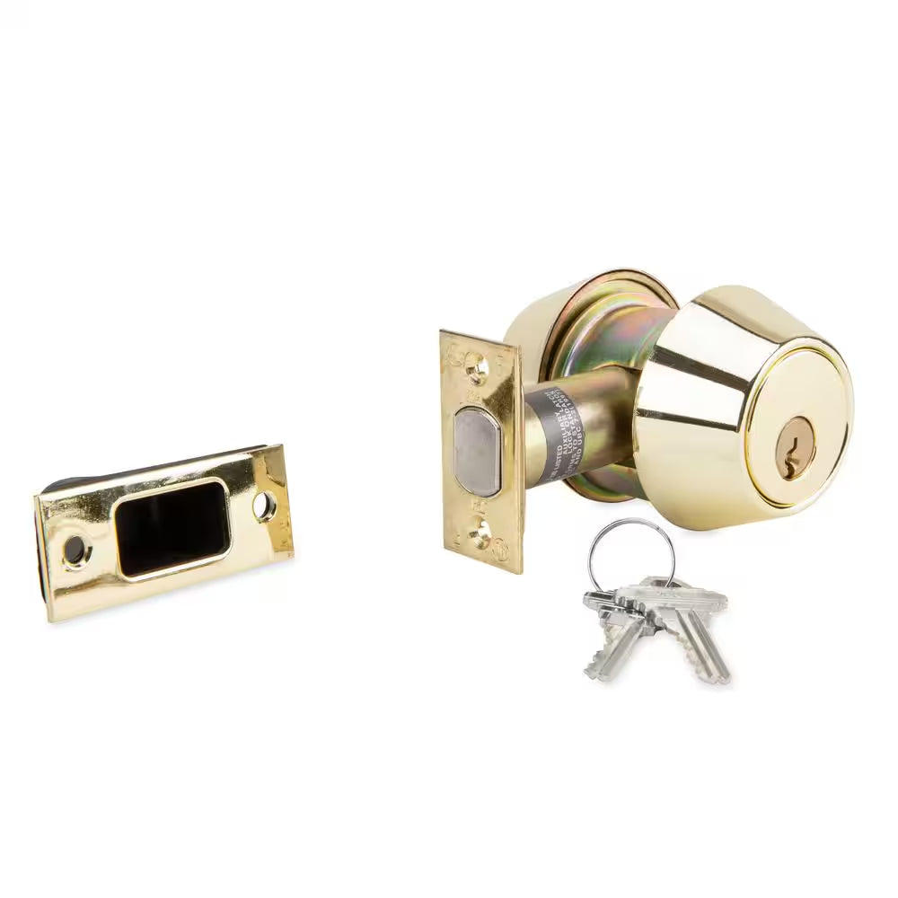 700 Series Grade 2 Bright Brass Double Cylinder Deadbolt