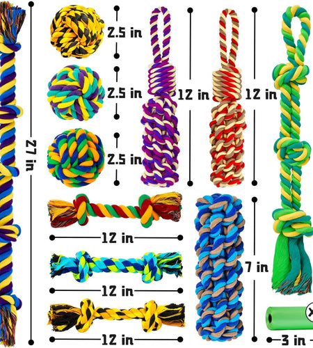 XL Dog Chew Toys for Aggressive Chewers Large Breed, 14 Pack Tough Indestructible Dog Toys , Durable Puppy Chew Toys for Teething, Heavy Duty Cotton Dog Rope Toys for Large Dogs