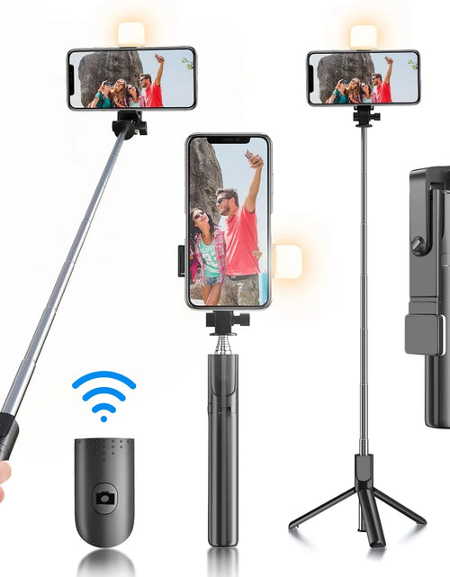 Load image into Gallery viewer, Selfie Stick, 40 in Retractable  with Remote, 2 Level Fill Light, Selfie Stick for Iphone Android, Black
