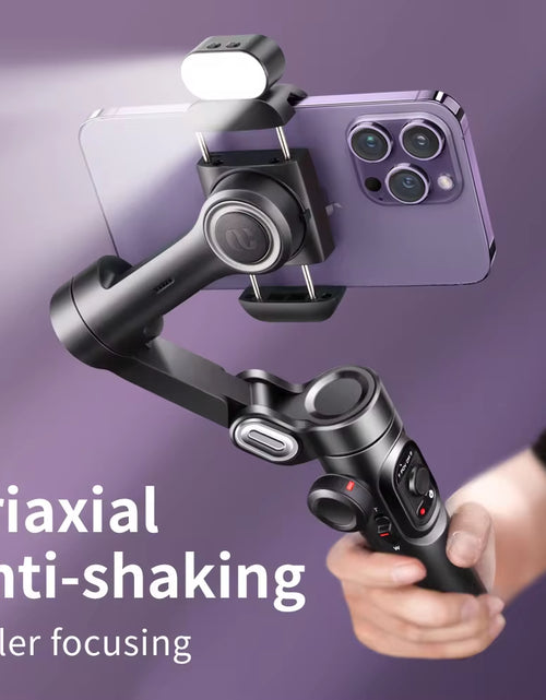 Load image into Gallery viewer, AOCHUAN 3-Axis Handheld Gimbal Stabilizer for Smartphone with Fill Light for Iphone Android Face Tracking Tiktok Vlog Smart XE
