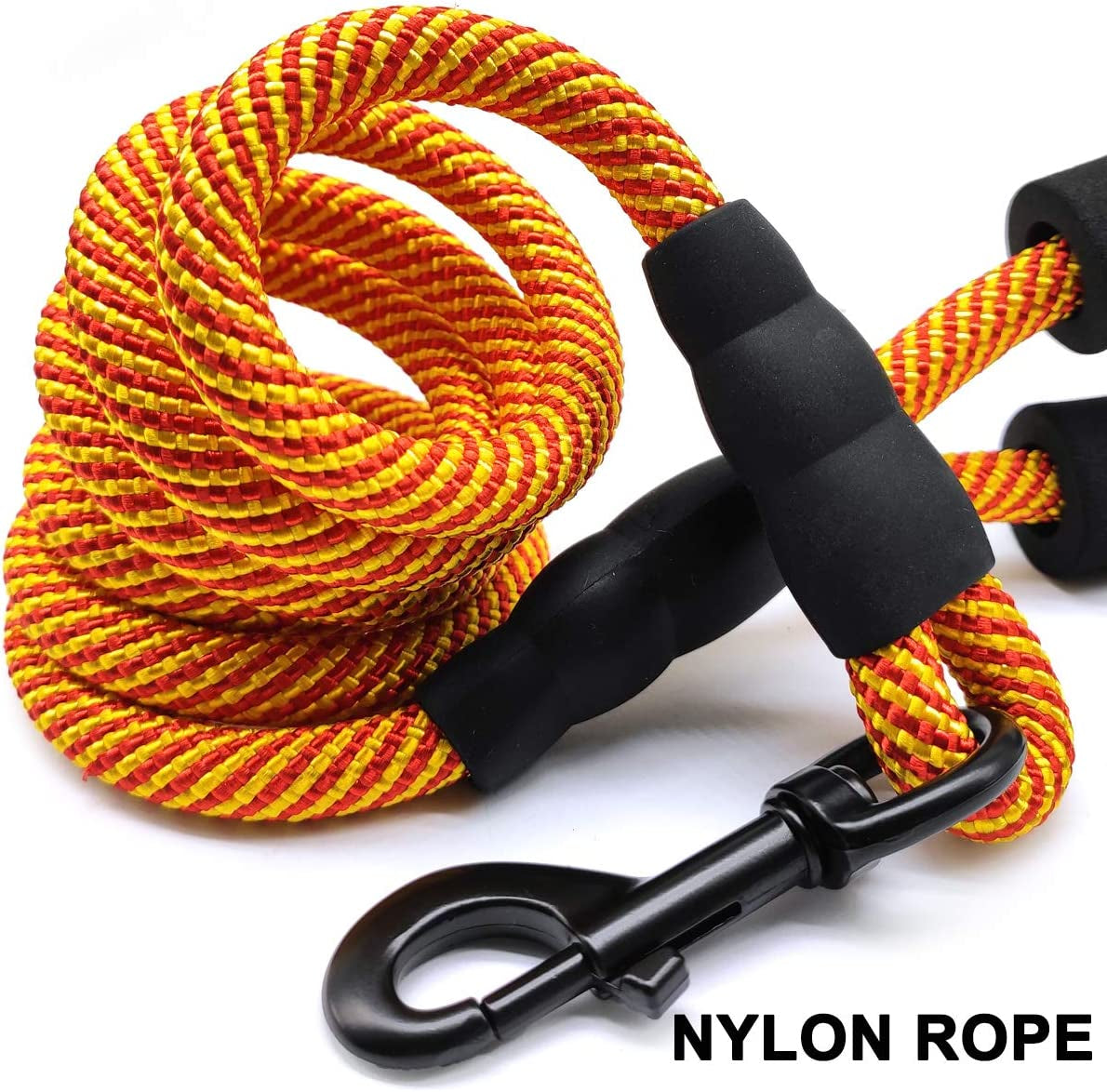 Heavy Duty Rope Dog Leash, 3/4/5/6/7/8/10/12/15 FT Nylon Pet Leash, Soft Padded Handle Thick Lead Leash for Large Medium Dogs Small Puppy