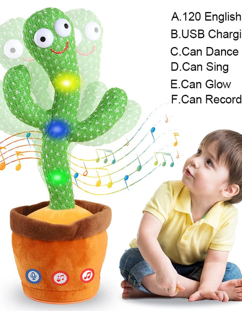 Load image into Gallery viewer, Dancing Talking Cactus Singing Talking Recording Mimic Repeating What You Say Toy Electronic Light up Plush Give for Kids Gifts
