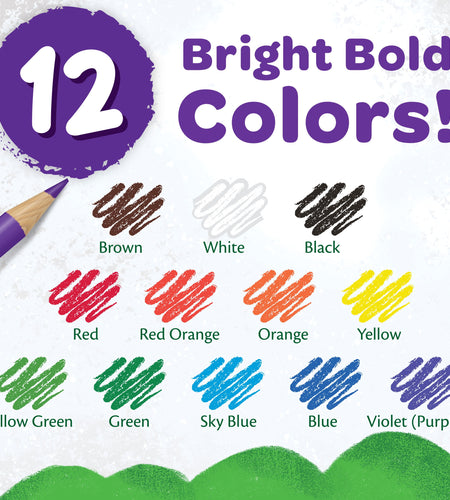 Colored Pencil Set, 12 Ct, Back to School Supplies for Kids, Classroom Supplies, Teacher Gift