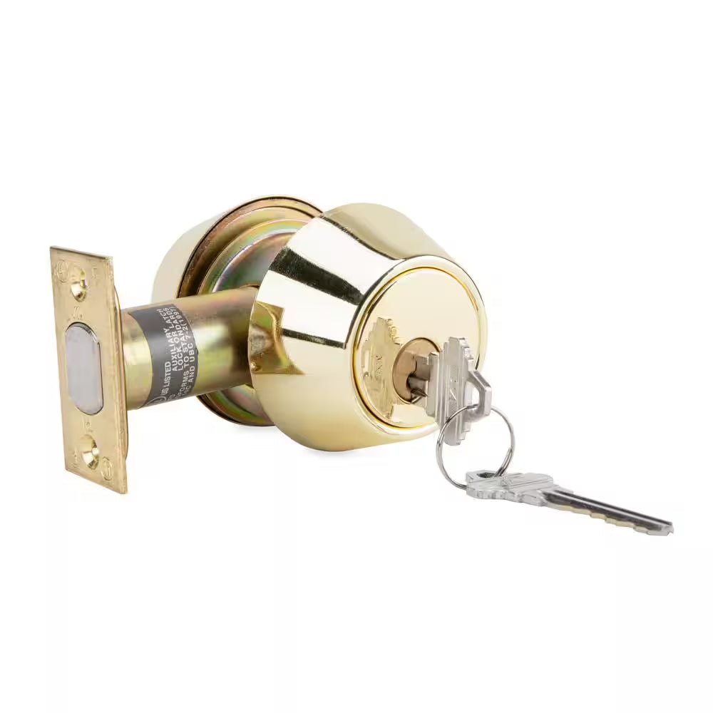 700 Series Grade 2 Bright Brass Double Cylinder Deadbolt