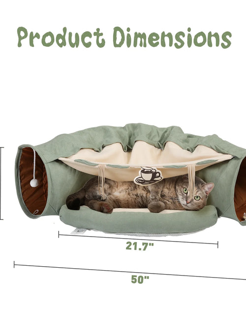 Load image into Gallery viewer, Cat Tunnel Tube Collapsible W/ Bed Cat Toy for Small Medium Large Cat, Yellow
