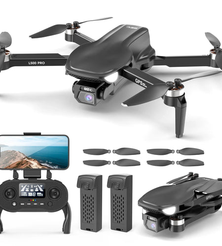 L500 Pro GPS Drone with 4K HD Camera for Adults and Beginners, FPV RC Quadcopter with Brushless Motor, 5G WIFI Transmission, 2 Batteries, Black