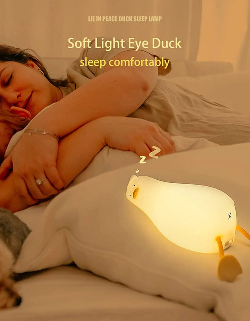 Load image into Gallery viewer, Benson Lying Flat Duck Night Light, LED Squishy Duck Lamp, Cute Light up Duck, Silicone Dimmable Nursery Nightlight,
