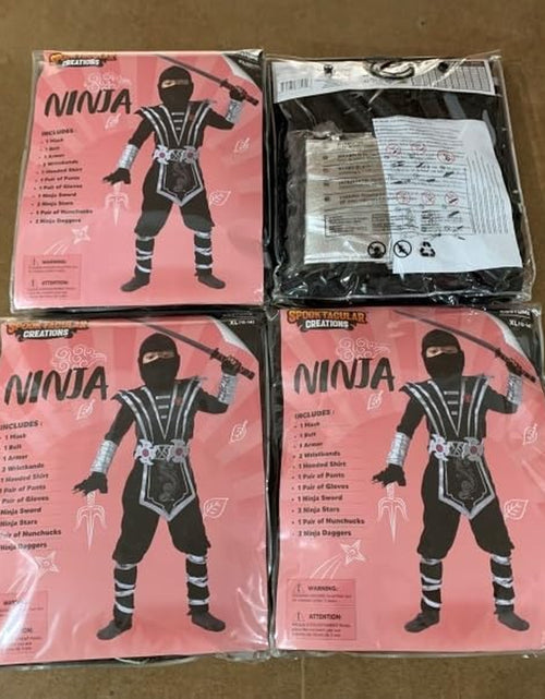 Load image into Gallery viewer, Silver Ninja Deluxe Costume Set with Ninja Foam Accessories Toys for Kids Kung Fu Outfit Halloween Ideas
