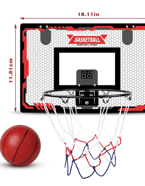 Load image into Gallery viewer, Basketball Hoop Indoor, LED Light Mini Basketball Hoops with 2 Balls &amp; Electronic Scoreboard, over the Door Basketball Hoop, Basketball Accessories for 5 6 7 8 9 10 11 12 Year Old Kids Teen Adults
