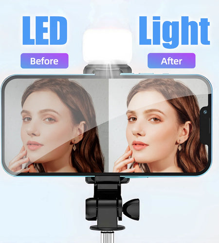 Selfie Stick, 40 in Retractable  with Remote, 2 Level Fill Light, Selfie Stick for Iphone Android, Black