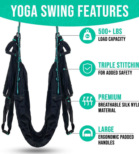 Premium Aerial Hammock anti Gravity Yoga Swing Kit - Acrobat Flying Sling Set for Indoor and Outdoor Inversion Therapy