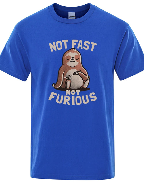 Load image into Gallery viewer, Not Fast Not Furious Kawaii Sloth Print Clothing Men Street Oversized T Shirts Breathable Cotton Streetwear Creativity T-Shirt
