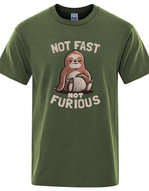 Load image into Gallery viewer, Not Fast Not Furious Kawaii Sloth Print Clothing Men Street Oversized T Shirts Breathable Cotton Streetwear Creativity T-Shirt
