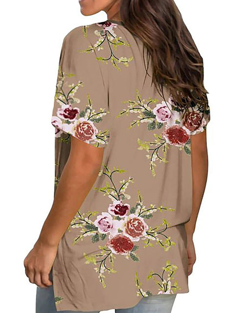 Load image into Gallery viewer, V Neck T Shirts for Women Floral Summer Tops Short Sleeve Shirts Casual Tunic Tops
