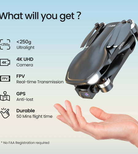 L500 Pro GPS Drone with 4K HD Camera for Adults and Beginners, FPV RC Quadcopter with Brushless Motor, 5G WIFI Transmission, 2 Batteries, Black