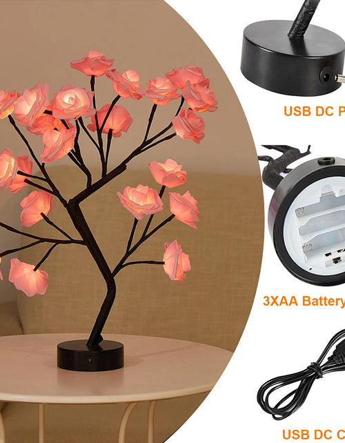 Load image into Gallery viewer, USB Battery Operated LED Table Lamp Rose Flower Bonsai Tree Night Lights Garland Bedroom Decoration Christmas Lights Home Decor
