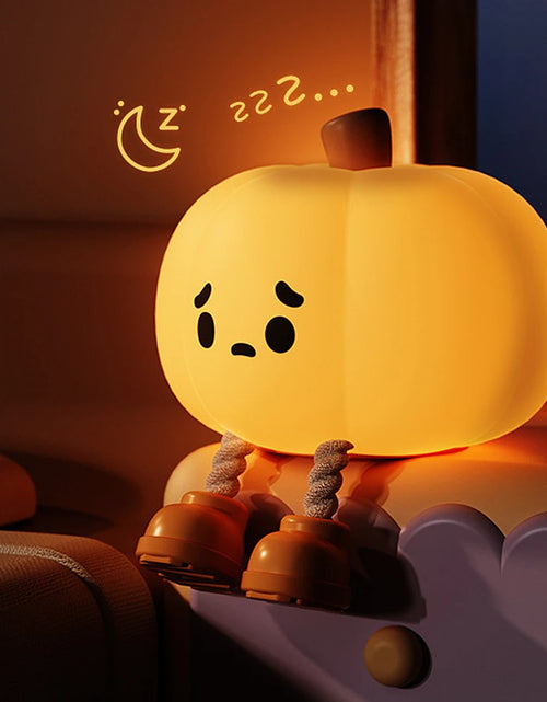 Load image into Gallery viewer, LED Night Lights Cute Pumpkin Safe Silicone Lamp USB Rechargeable Timing Bedside Decor Kids Baby Soft Nightlight Halloween Gift
