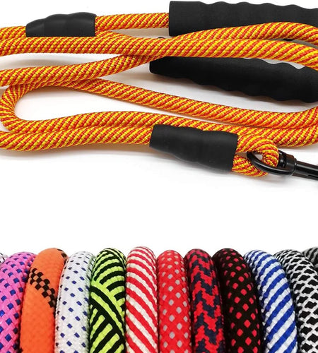 Heavy Duty Rope Dog Leash, 3/4/5/6/7/8/10/12/15 FT Nylon Pet Leash, Soft Padded Handle Thick Lead Leash for Large Medium Dogs Small Puppy