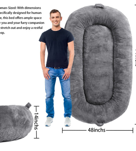 Large Dog Bed 71"X48"X14", Giant Dog Bed for People Adults, Pets and Kids with Removable Cover