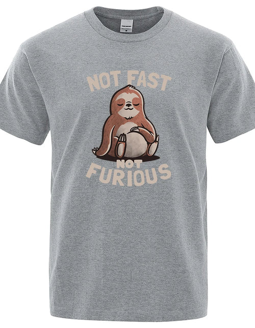 Load image into Gallery viewer, Not Fast Not Furious Kawaii Sloth Print Clothing Men Street Oversized T Shirts Breathable Cotton Streetwear Creativity T-Shirt
