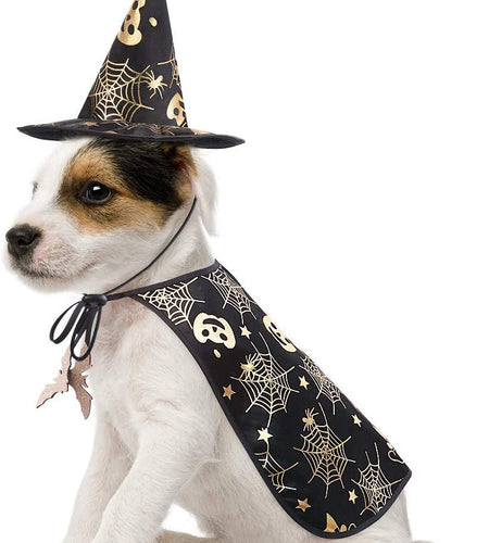 Pet Halloween Costumes Cape with Wizard Hat Dog Cat Halloween Apparels