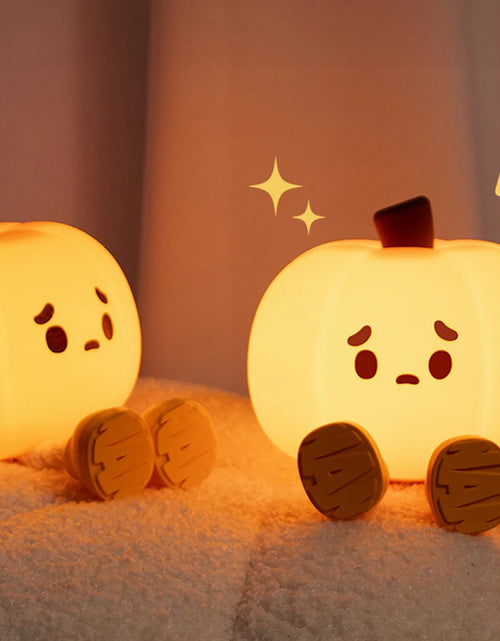 Load image into Gallery viewer, LED Night Lights Cute Pumpkin Safe Silicone Lamp USB Rechargeable Timing Bedside Decor Kids Baby Soft Nightlight Halloween Gift
