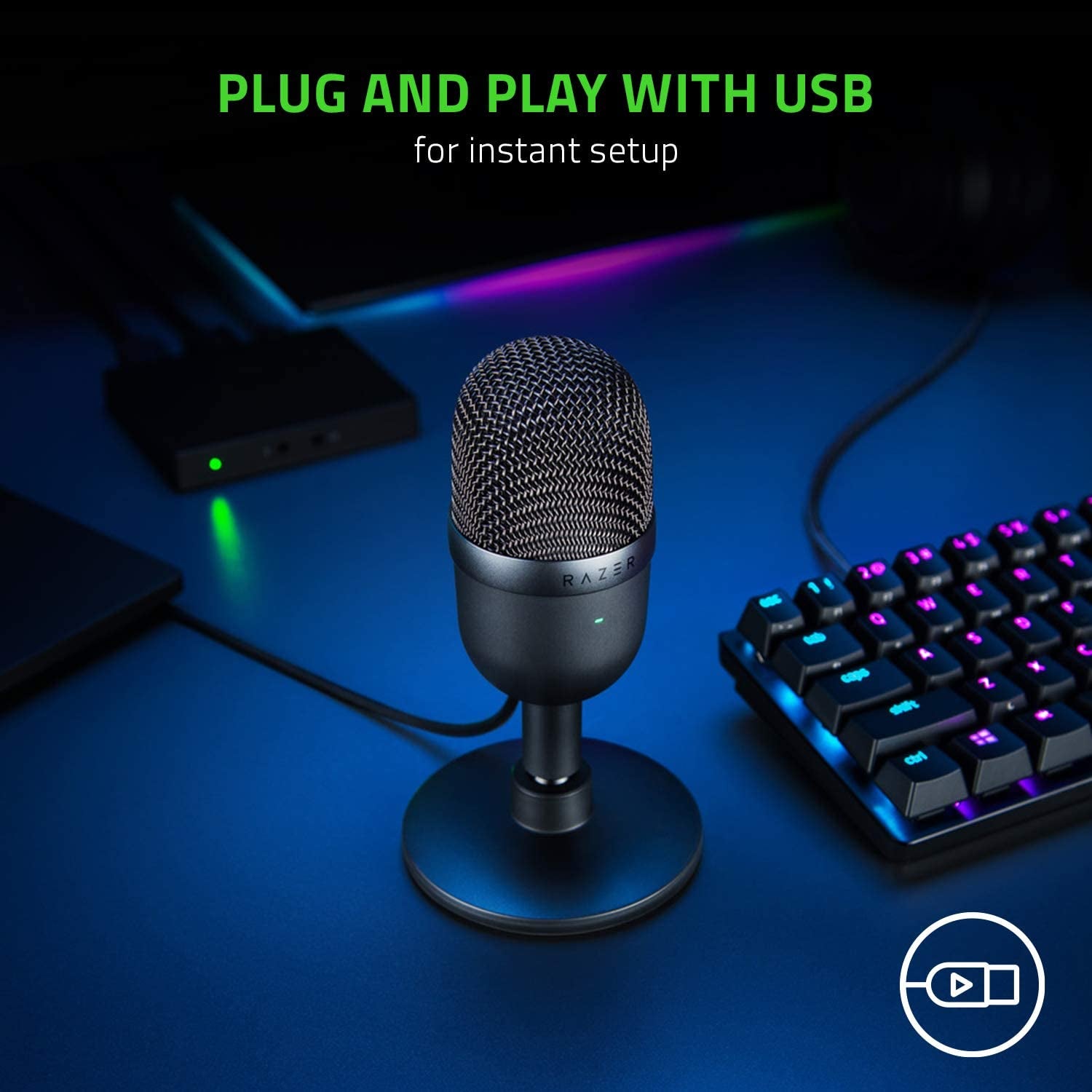 Seiren Mini USB Streaming Microphone: Precise Supercardioid Pickup Pattern - Professional Recording Quality - Ultra-Compact Build - Heavy-Duty Tilting Stand - Shock Resistant - Classic Black