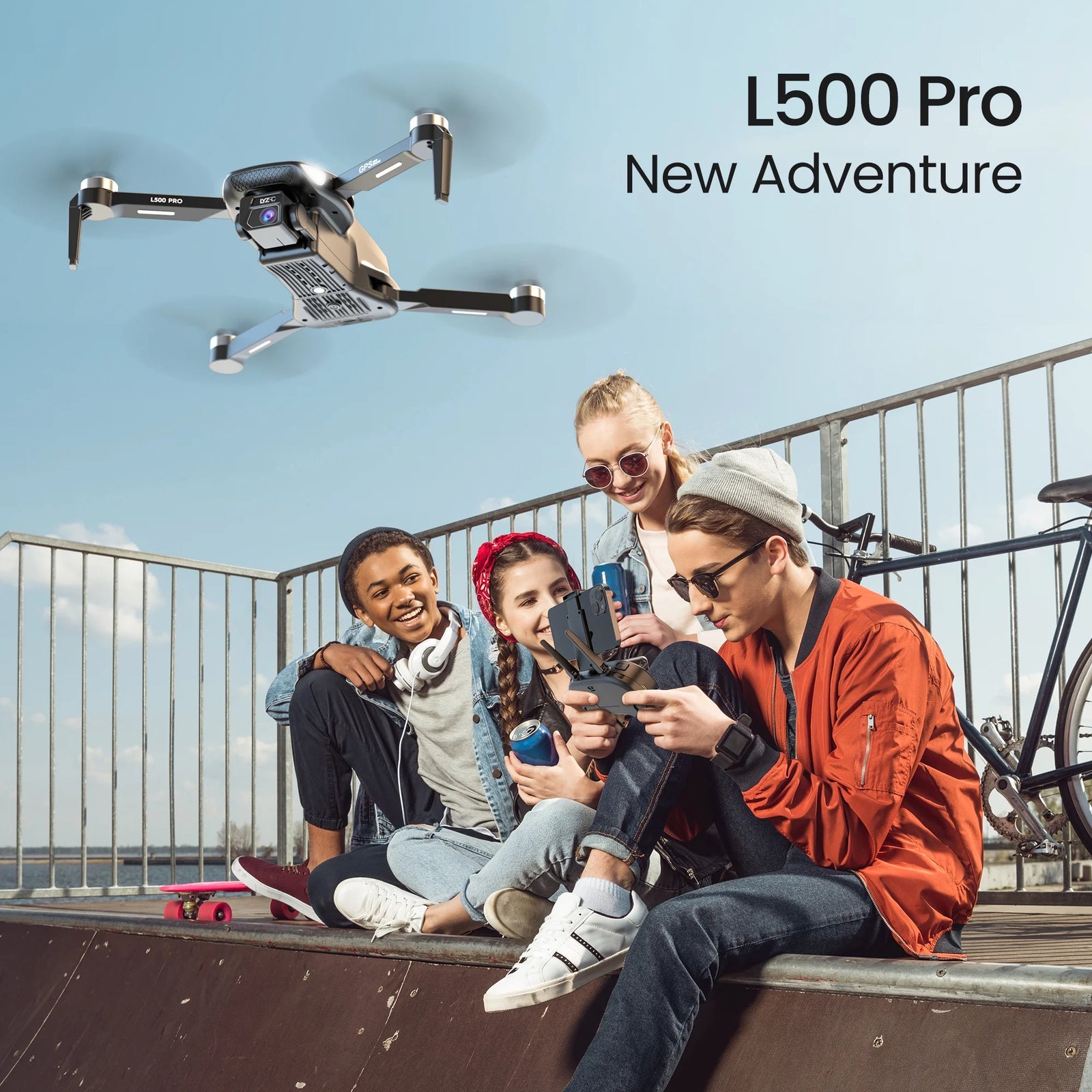 L500 Pro GPS Drone with 4K HD Camera for Adults and Beginners, FPV RC Quadcopter with Brushless Motor, 5G WIFI Transmission, 2 Batteries, Black