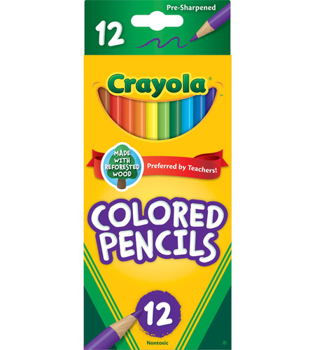 Colored Pencil Set, 12 Ct, Back to School Supplies for Kids, Classroom Supplies, Teacher Gift