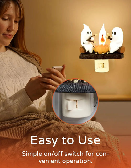 Load image into Gallery viewer, 2024 New Ghost Campfire Flickering Nightlight Night Light Plug Wall Spooky Fire Marshmllow Night Light Halloween Ghost Campfire
