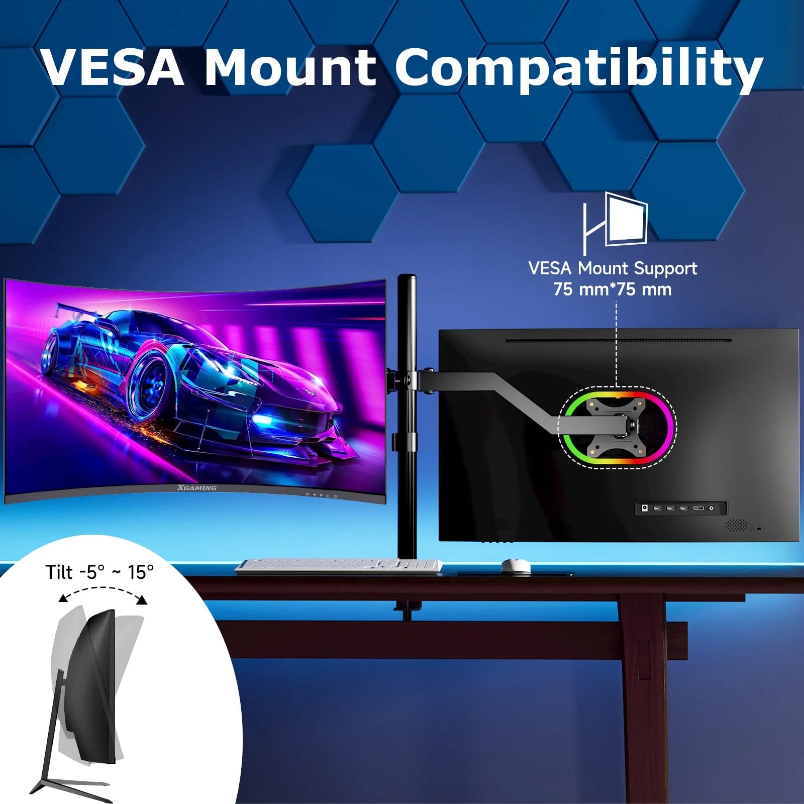 27-Inch 165Hz/144Hz Curved Gaming Monitor, Ultra Wide 16:9 1440P PC Monitor for Laptop with 2*Speakers, 1Ms AMD, QHD2K(2560 X 1440P) HDR Computer Monitor Support VESA, HDMI&DP, Metal Black