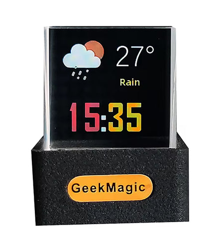 Crystal Cube Photo Display Holographic Desktop Smart Weather Station Digital Clock with GIF Animations Album