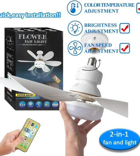 Ceiling Fan Light LED 30W E27 with Remote Control for Dimming, Suitable for Living Room, Study, Household Use, 85-265V