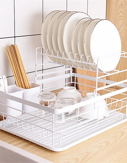 Load image into Gallery viewer, Dish Drying Rack Drainer Storage Rack 2 Layers Iron Tableware Organizer Kitchen Tools for Bowl Dishes Chopsticks
