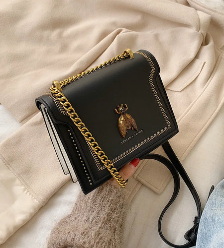 CGCBAG Luxury Brand Women Handbag 2024 New Retro Bee Female Shoulder Bag Simple High Quality Leather Designer Crossbody Bags