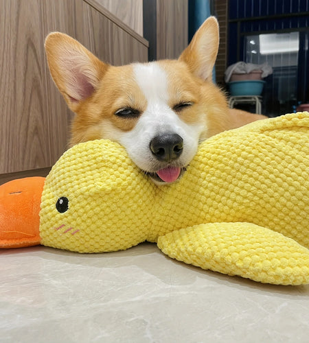 1Pc Large Duck-Shaped Squeaky Plush Toy for Dogs - Teeth Cleaning, Durable Chewtoy, Interactive Fun for Engaging Playtime