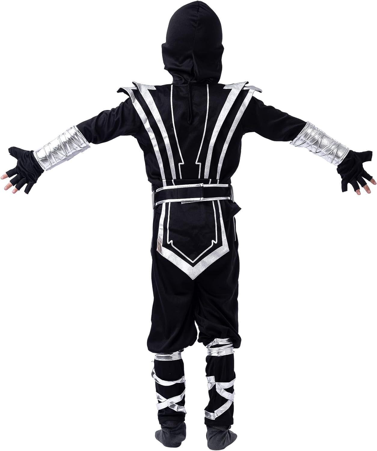 Silver Ninja Deluxe Costume Set with Ninja Foam Accessories Toys for Kids Kung Fu Outfit Halloween Ideas