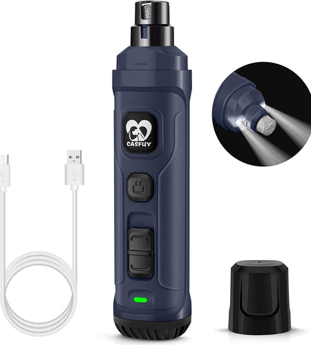 Dog Nail Grinder with 2 LED Light - New Version 2-Speed Powerful Electric Pet Nail Trimmer Professional Quiet Painless Paws Grooming & Smoothing for Small Medium Large Dogs and Cats