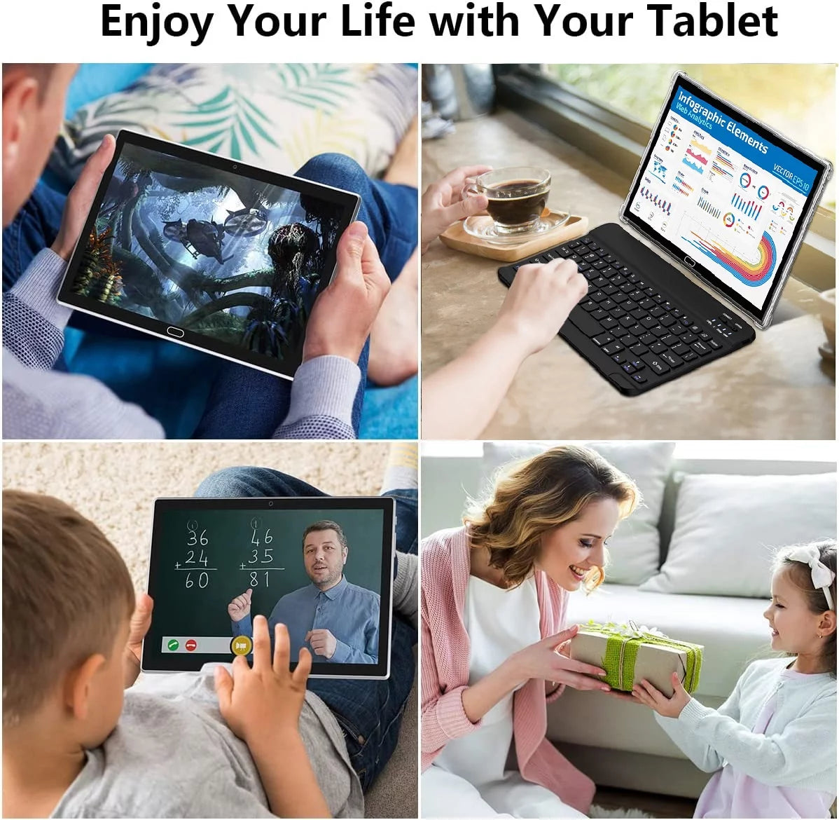 Android 13 Tablet 10 Inch Tablet with Keyboard Wireless Mouse Stylus,4G Phone Tablet,Octa Core Processor 1280X800 IPS Tablet/4Gb RAM 64GB ROM/13MP+5MP Camera Bluetooth Wifi Tablet,2024 Latest Tablet