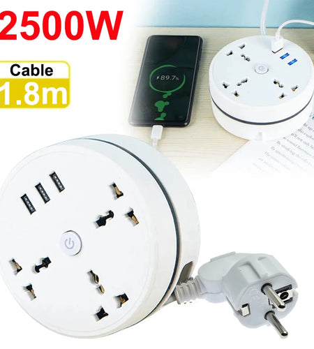 EU Plug AC Outlet Smart Home Multiprise Power Strip Extension Cord Electrical Socket Network Filter with USB Ports Fast Charging