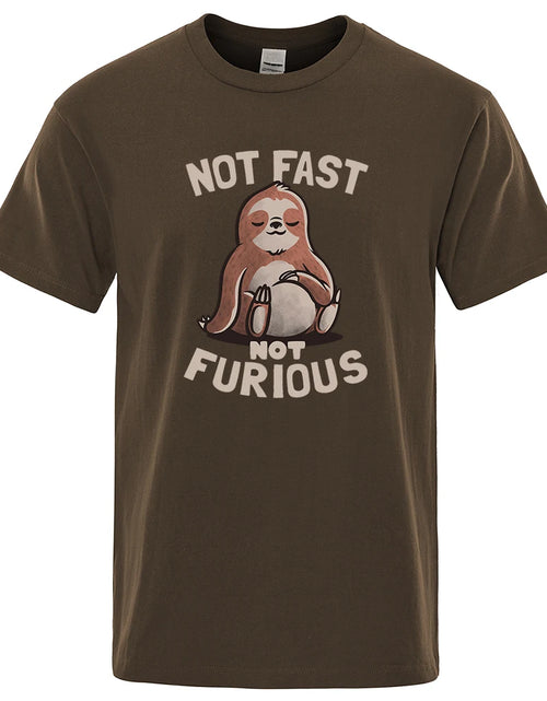 Load image into Gallery viewer, Not Fast Not Furious Kawaii Sloth Print Clothing Men Street Oversized T Shirts Breathable Cotton Streetwear Creativity T-Shirt
