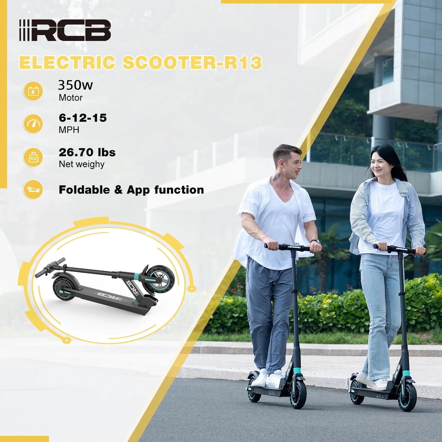 Motor R13 Electric Scooter R13 - 350W Motor,15Mph Top Speed, 8