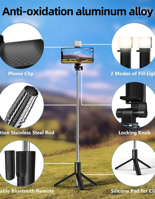 Load image into Gallery viewer, Selfie Stick, 40 in Retractable  with Remote, 2 Level Fill Light, Selfie Stick for Iphone Android, Black
