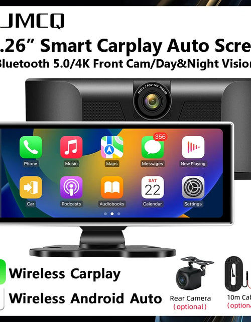 Load image into Gallery viewer, Universal 11.26&quot; 4K Front Cam Car DVR Wireless Carplay Android Auto Video Recorder QLED Screen WIFI AUX FM Dual Lens GPS
