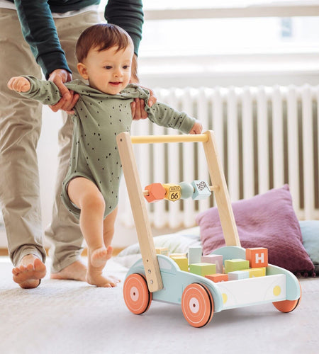 ROBUD Wooden Baby Walker Push with ABC 123 Traffic Sign Gifts for Todders 3 Year