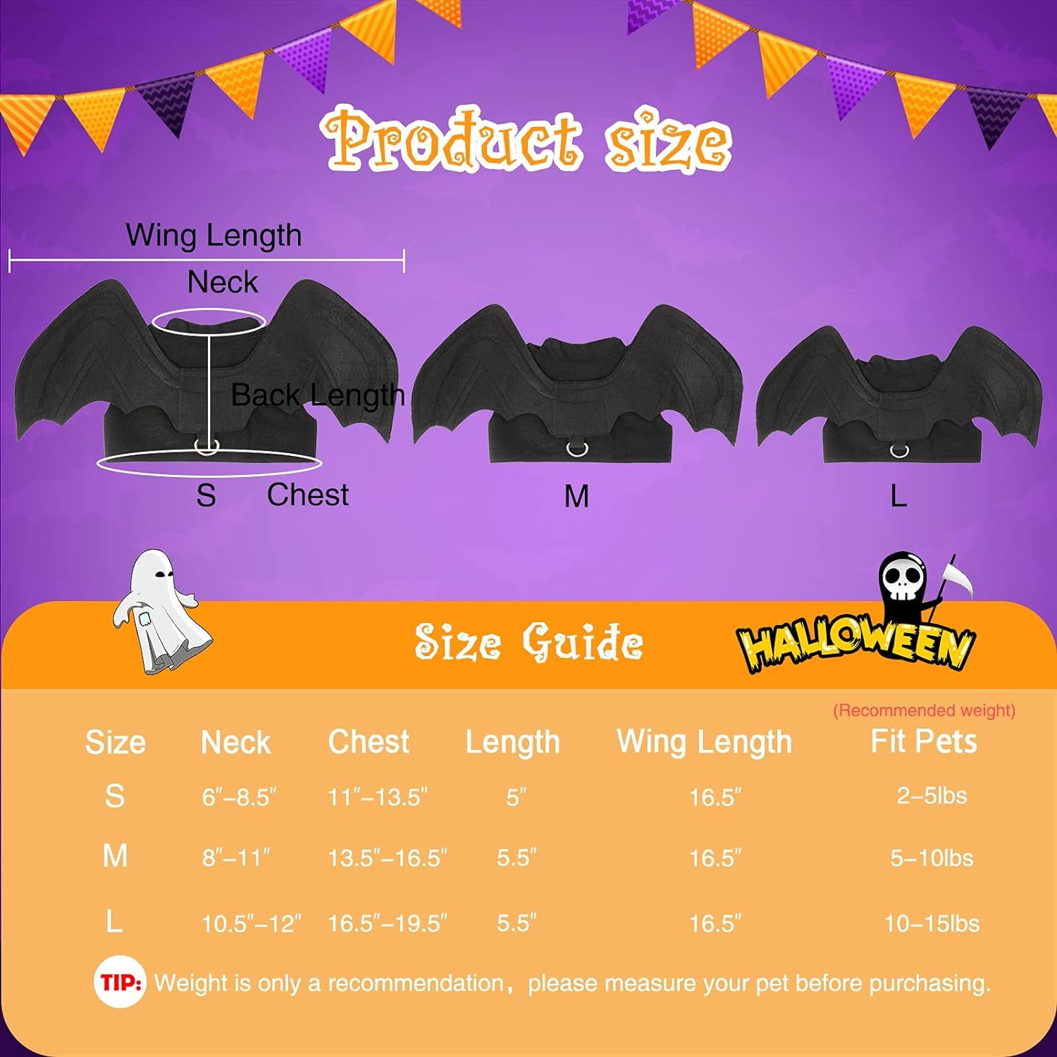 Cat Halloween Costume - Halloween Bat Wings Pet Costumes for Small Dogs Cats Halloween Party Small