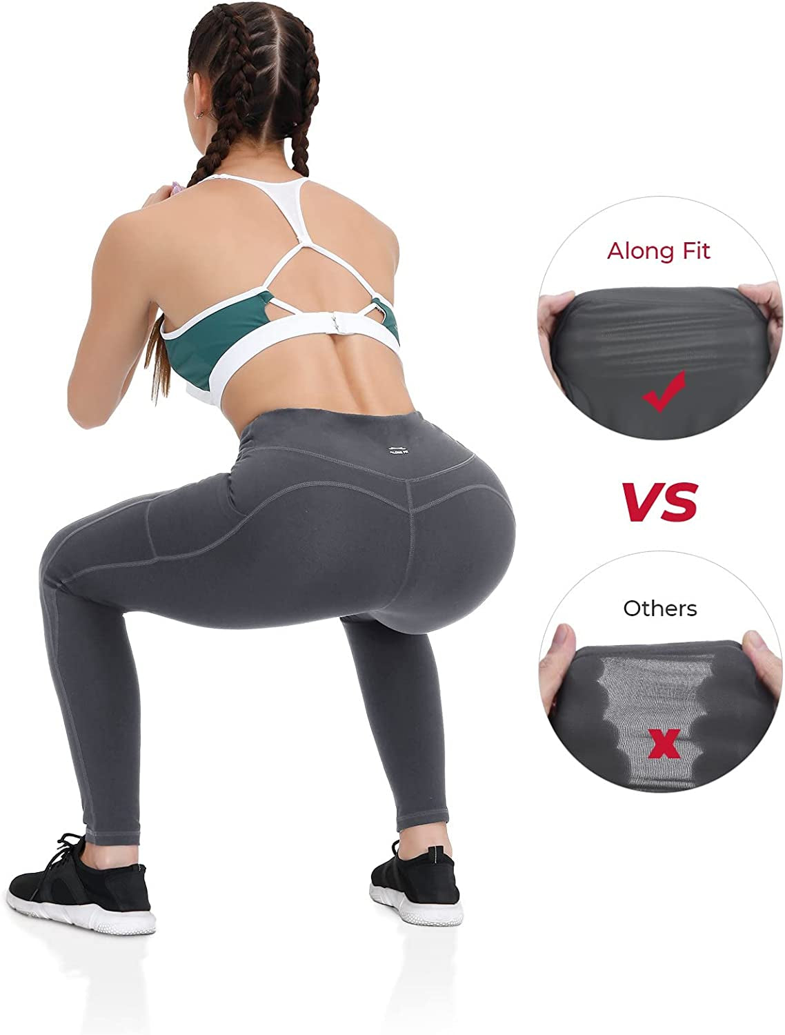 Yoga Pants with Pockets for Women High Waisted Workout Leggings Tummy Control Athletic Leggings