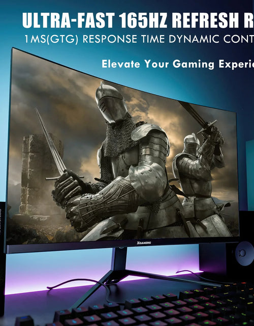 Load image into Gallery viewer, 27-Inch 165Hz/144Hz Curved Gaming Monitor, Ultra Wide 16:9 1440P PC Monitor for Laptop with 2*Speakers, 1Ms AMD, QHD2K(2560 X 1440P) HDR Computer Monitor Support VESA, HDMI&amp;DP, Metal Black
